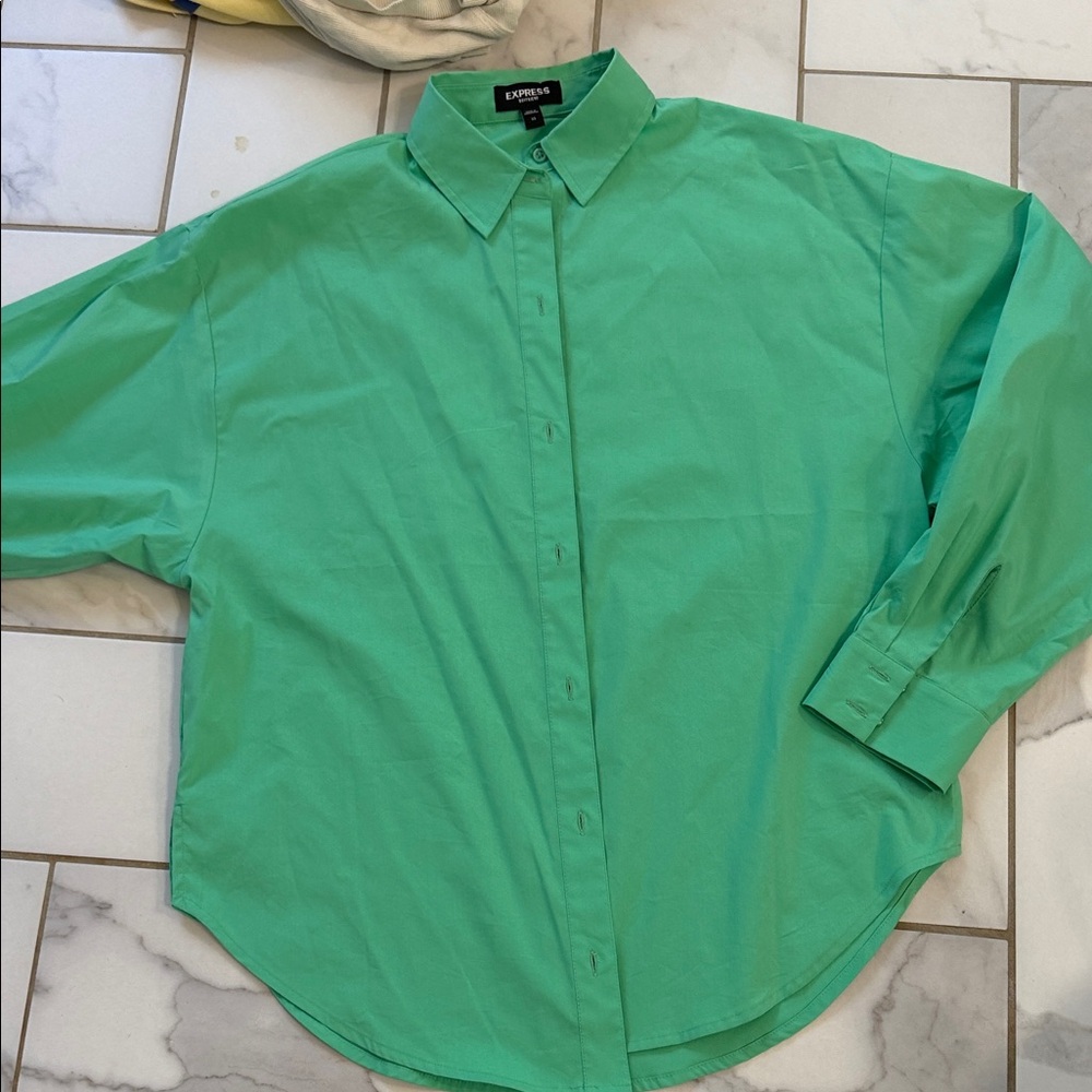 Express Vibrant Green Button-Down Shirt